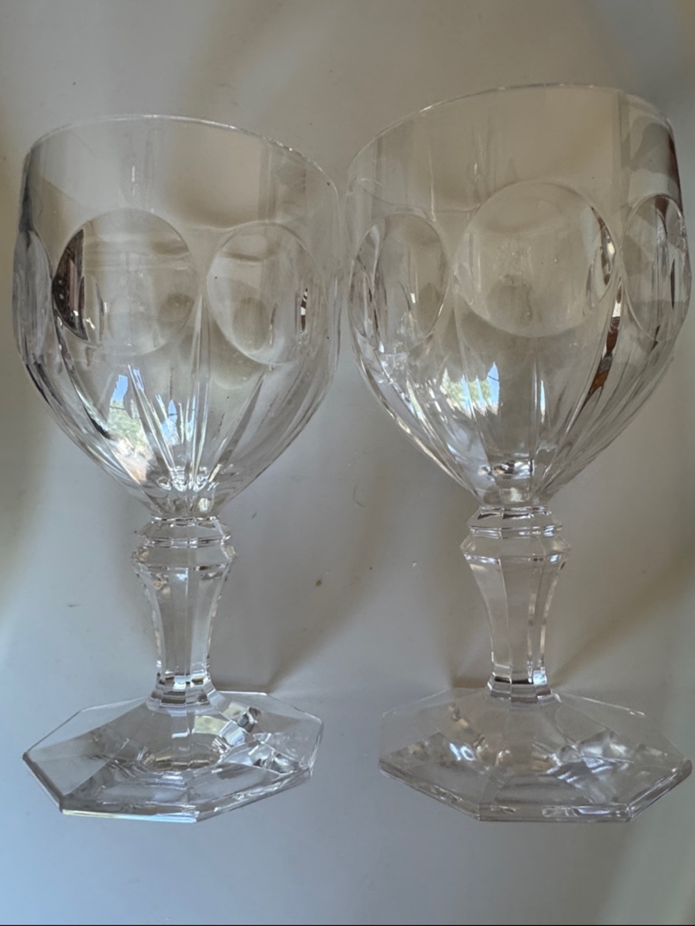 Crystal-Clear Cut Glass Wine Goblets - Clear (two)